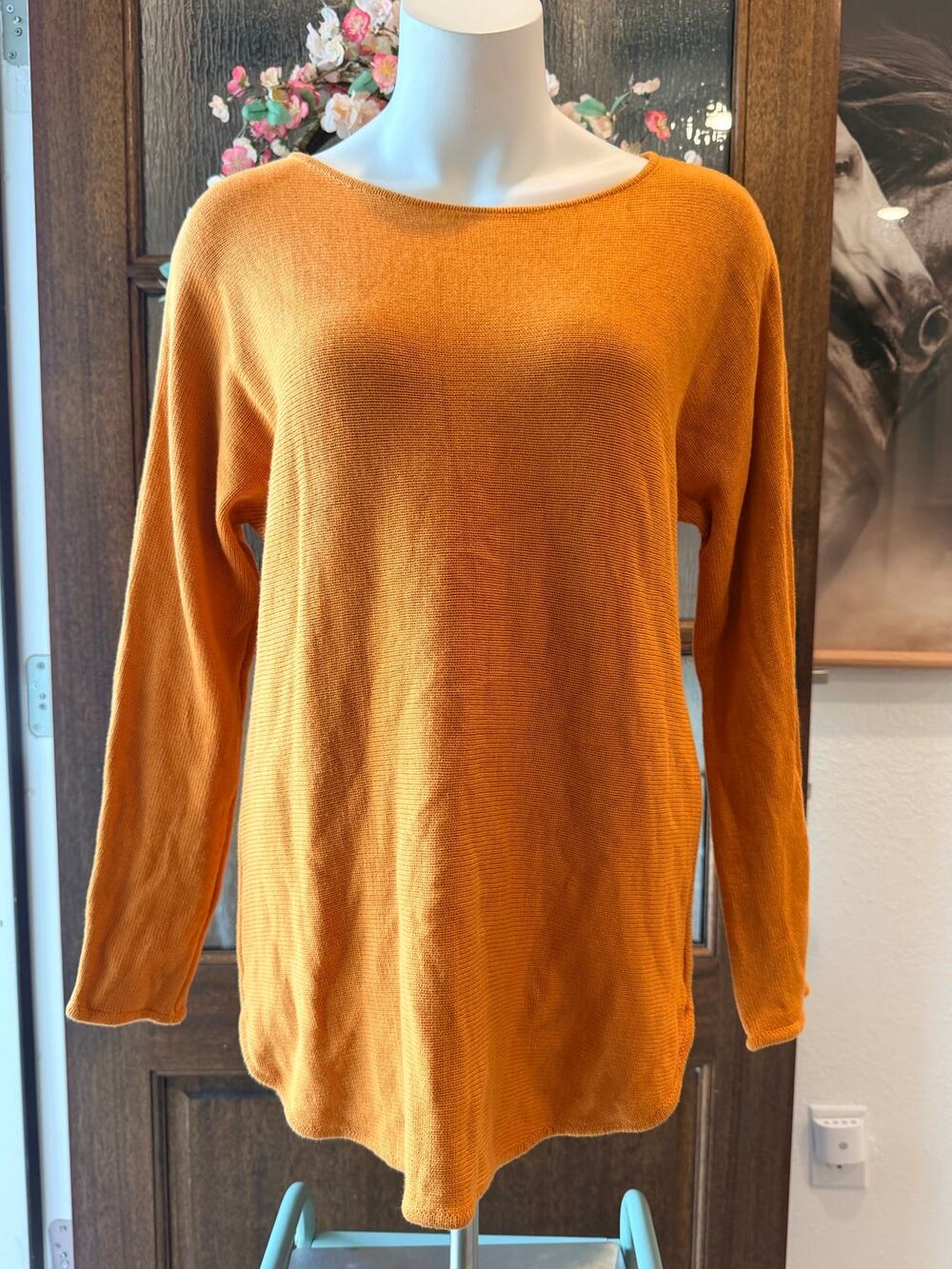 Michael Kors Women's Mustard Gold Knit Sweater; Long Sleeve Lightweight Pullover